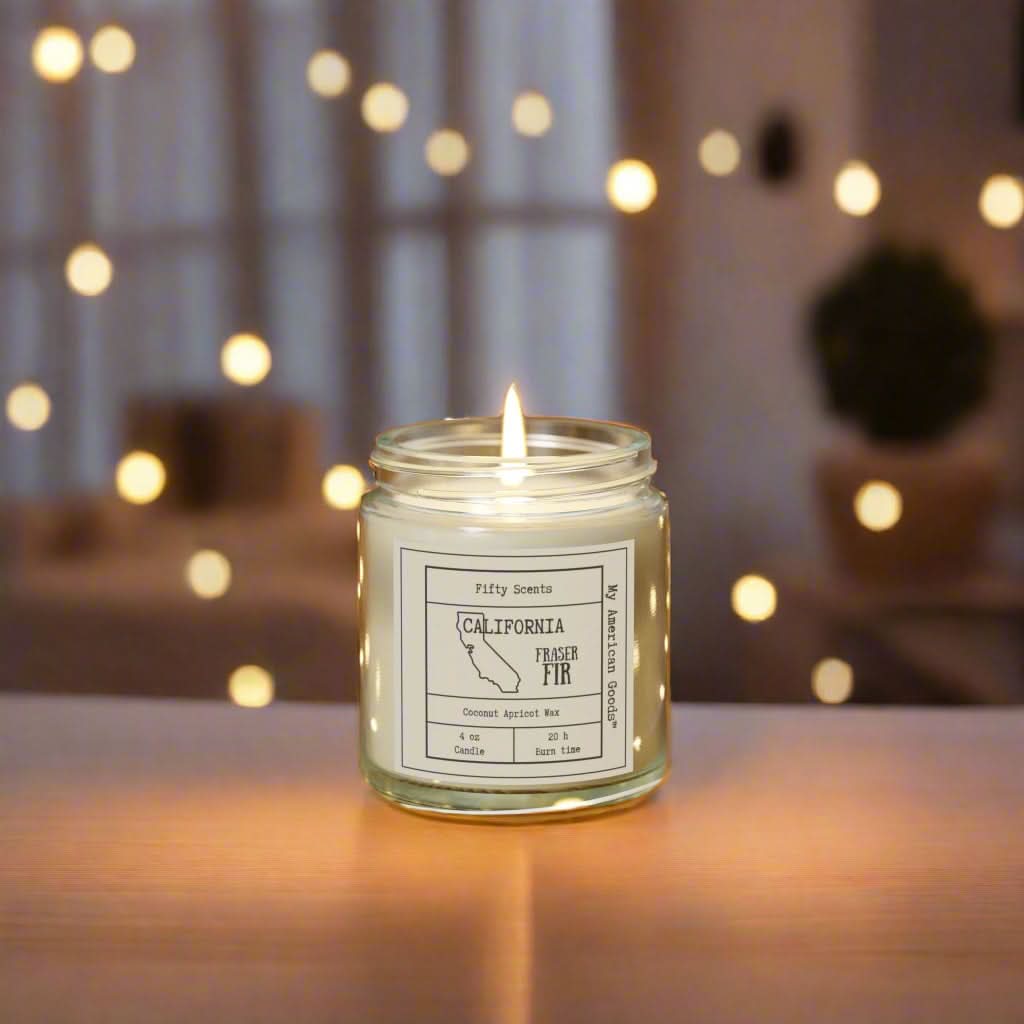 California Frasier Fir Scented Candle - Coconut Apricot Wax - My American Goods