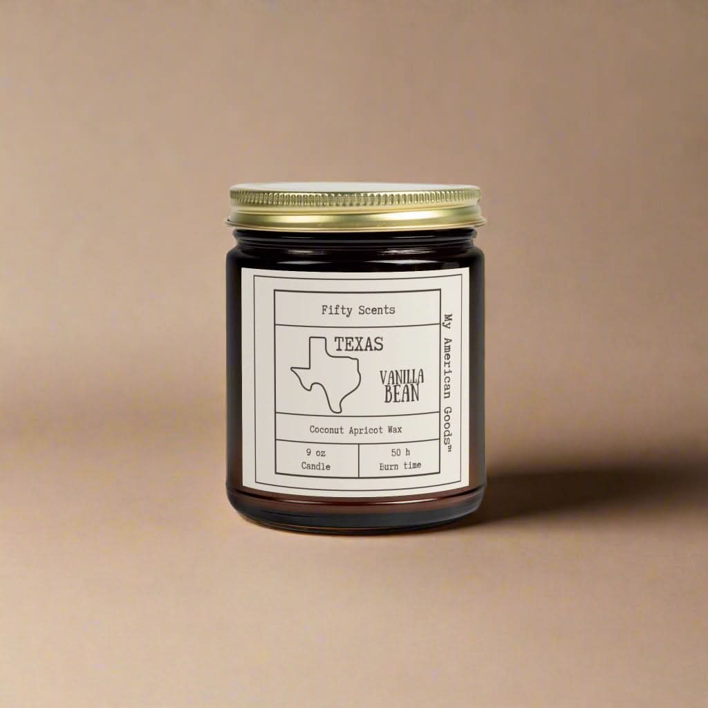 Texas - Vanilla Bean Scented Candle - Coconut Apricot Wax - My American Goods
