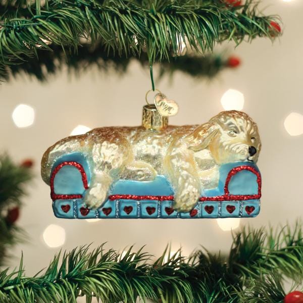 Old World Christmas 1.75 X 2.75 X 4.25 / 12596 Sleepy Doodle Dog Ornament
