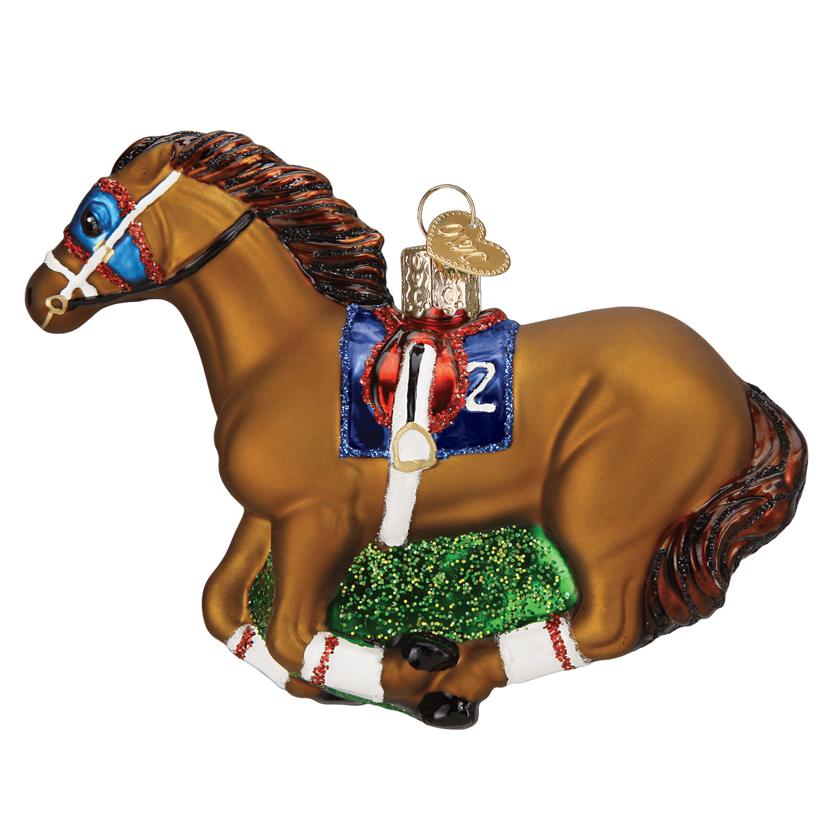 Old World Christmas 4 X 4.5 X 1.75 / 12667 Racehorse Ornament