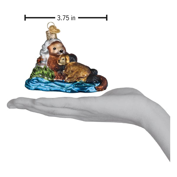 Old World Christmas 2.5 X 3.75 X 2.5 / 12713 Otter With Pup Ornament