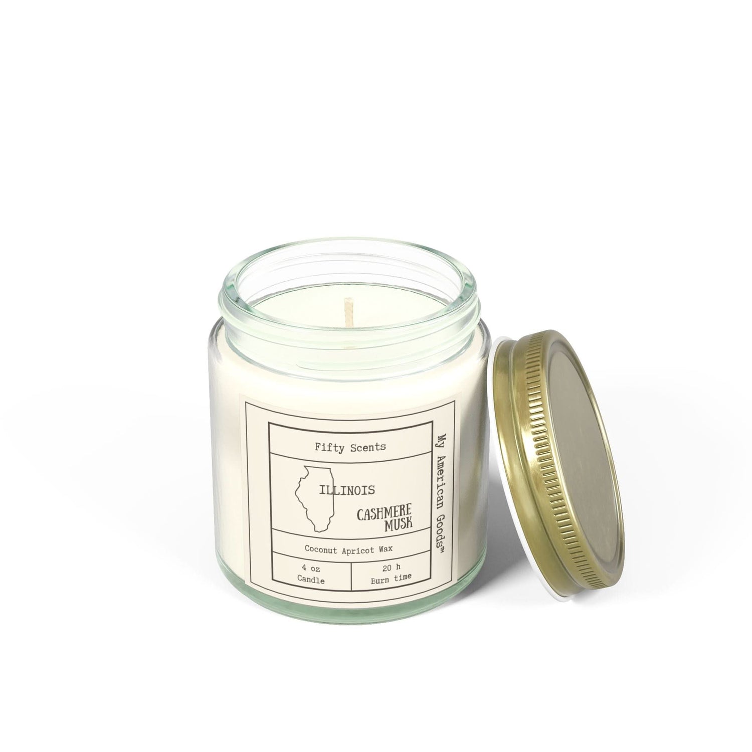 Illinois - Coconut Apricot Scented Candle | Cashmere Musk Aroma | Home Fragrance - My American Goods