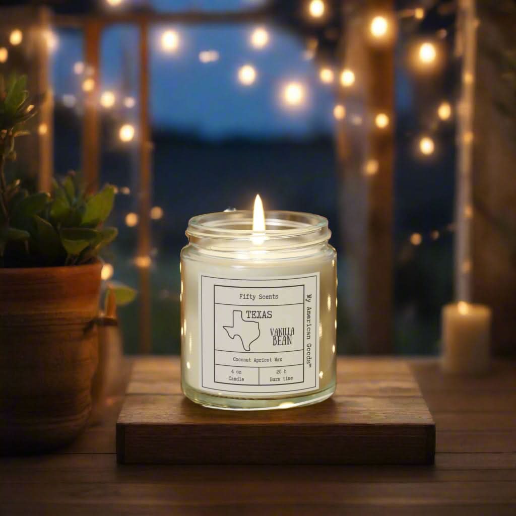 Texas - Vanilla Bean Scented Candle - Coconut Apricot Wax - My American Goods