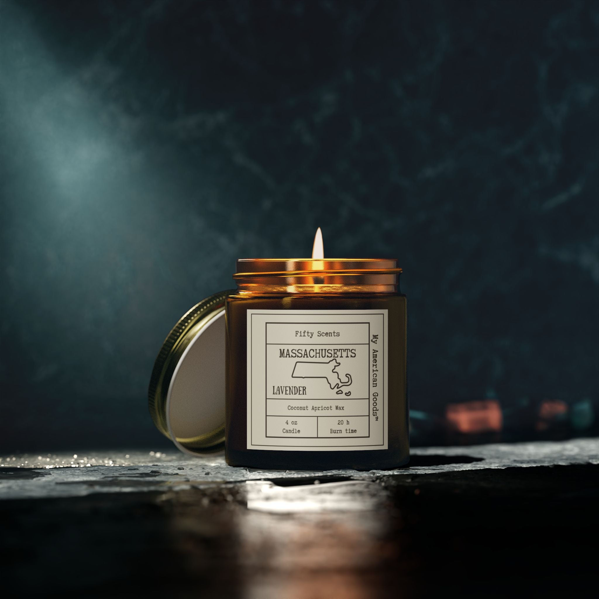 Massachusetts - Lavender Scented Candle - Coconut Apricot Wax - My American Goods