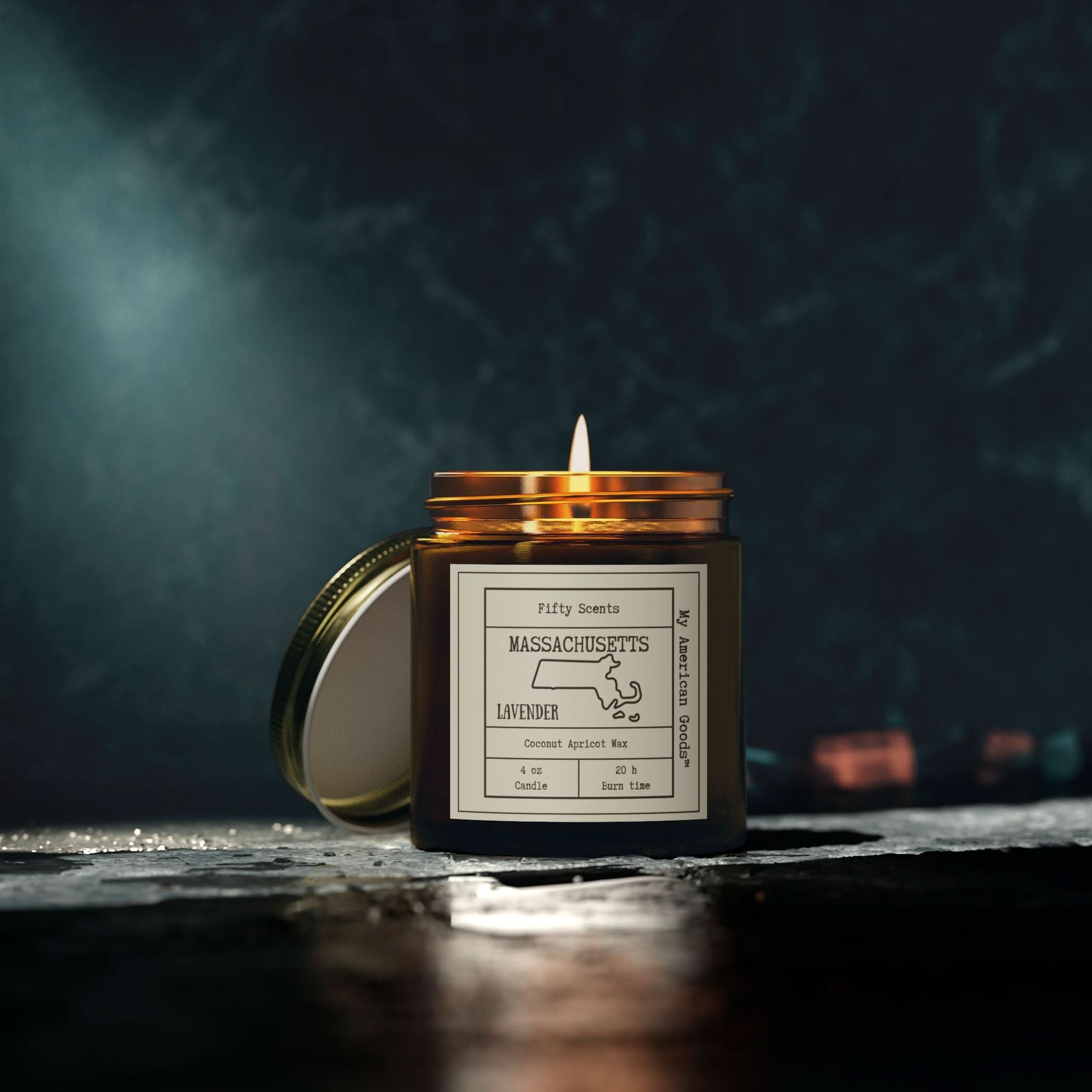 Massachusetts - Lavender Scented Candle - Coconut Apricot Wax - My American Goods
