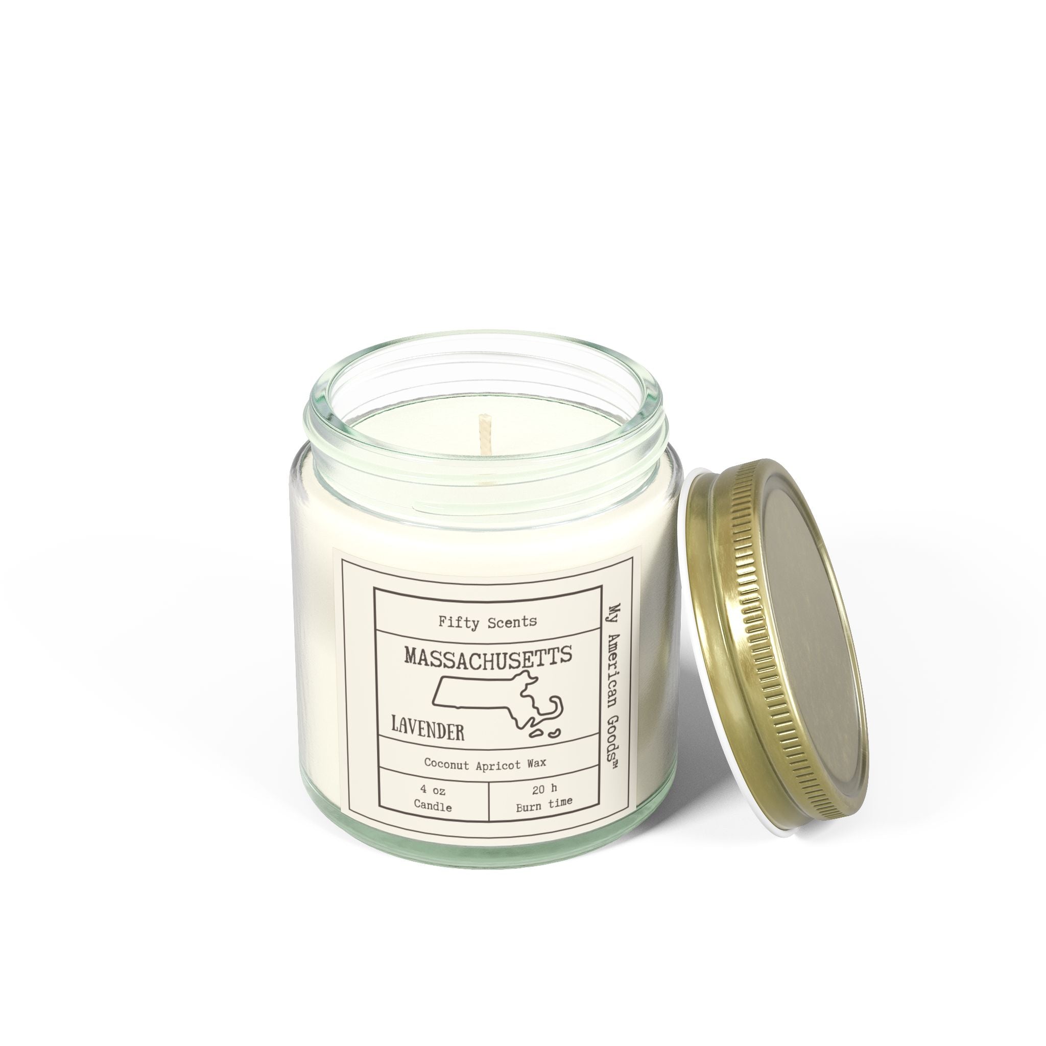 Massachusetts - Lavender Scented Candle - Coconut Apricot Wax - My American Goods