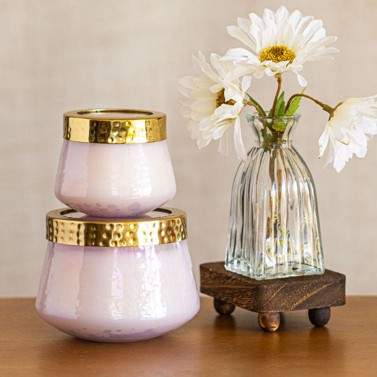 Accent Watercolor Pressed Floral Candle - Blackberry + Coconut
