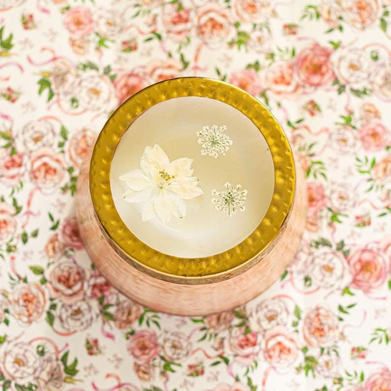 Accent Watercolor Pressed Floral Candle - Rose + Oud