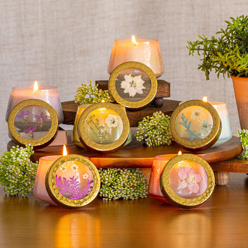Accent Watercolor Pressed Floral Candle - Pacific Coast