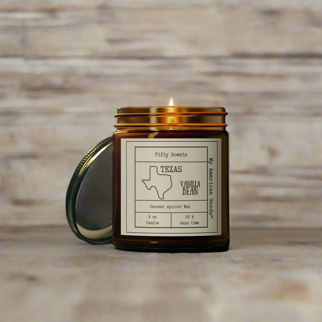 Texas - Vanilla Bean Scented Candle - Coconut Apricot Wax - My American Goods