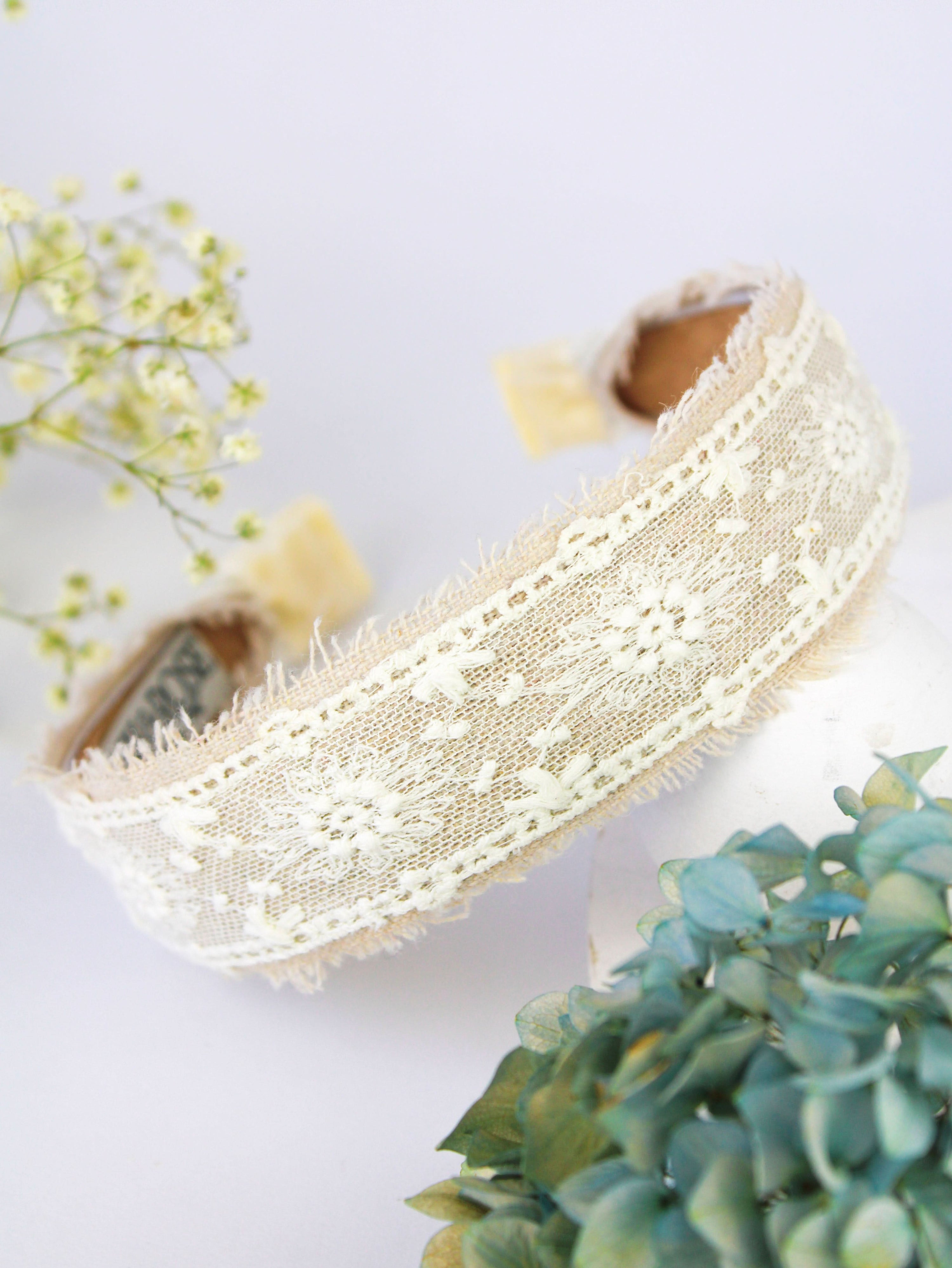 Ash & Rose Clara Lace and Linen Headband