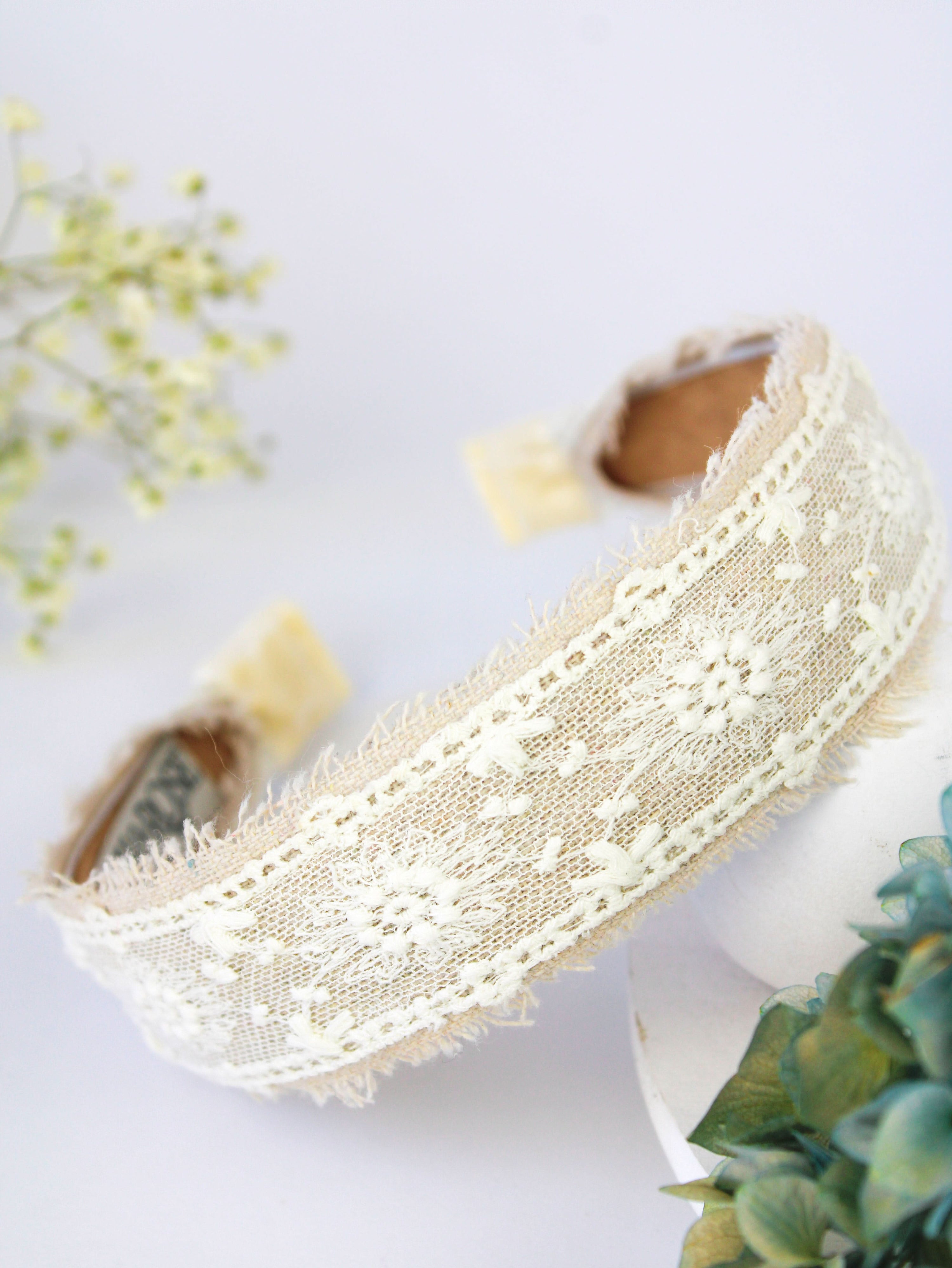 Ash & Rose Clara Lace and Linen Headband