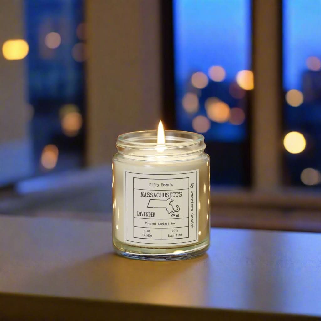 Massachusetts - Lavender Scented Candle - Coconut Apricot Wax - My American Goods