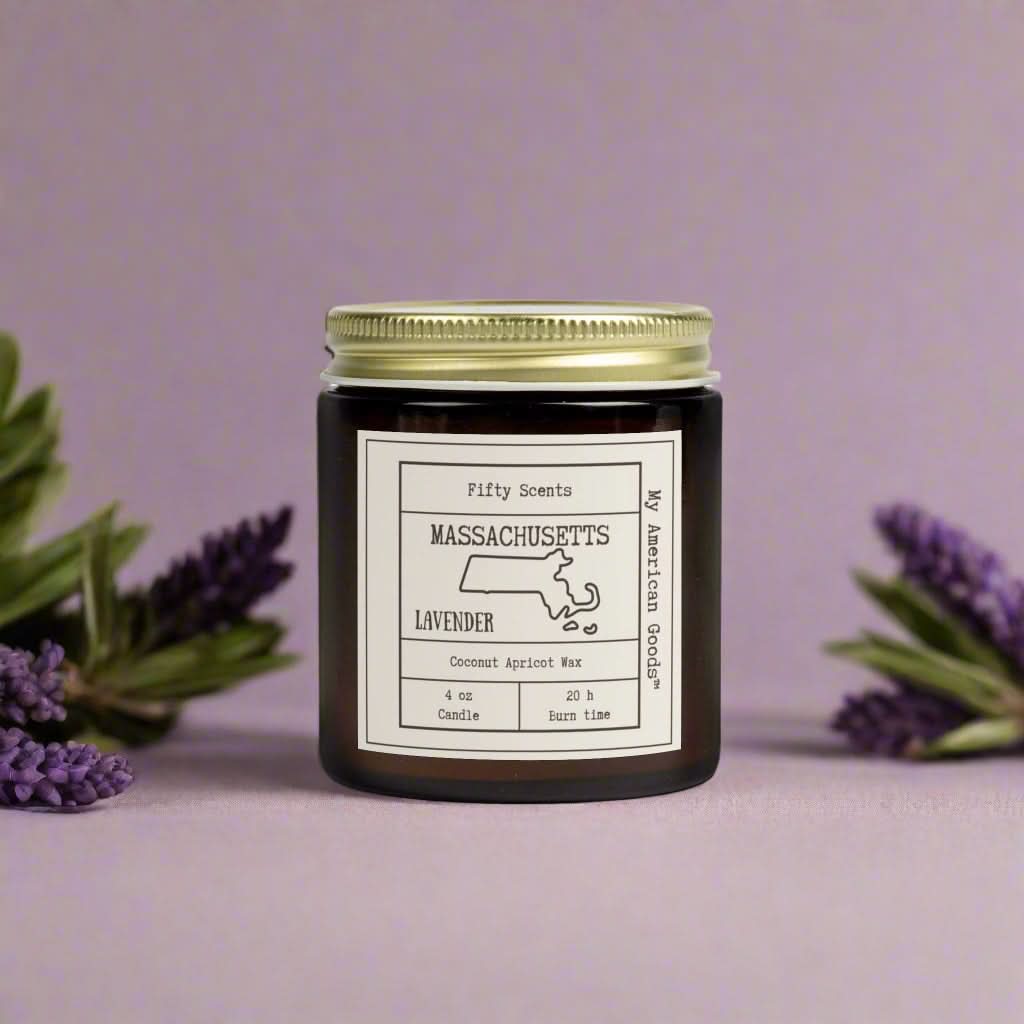 Massachusetts - Lavender Scented Candle - Coconut Apricot Wax - My American Goods