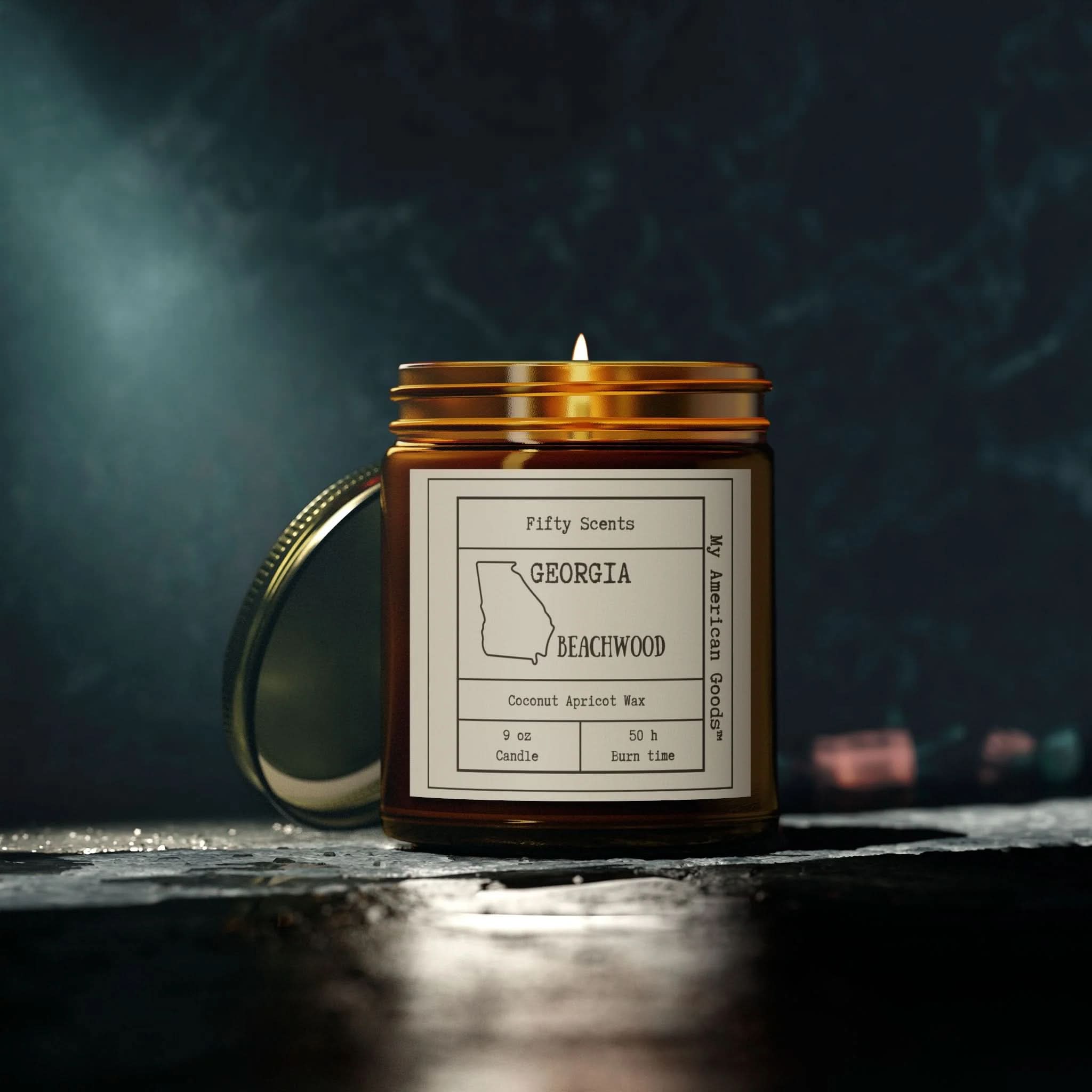 Georgia - Cozy Scented Candles - Coconut Apricot Wax - Beachwood Fragrance - My American Goods