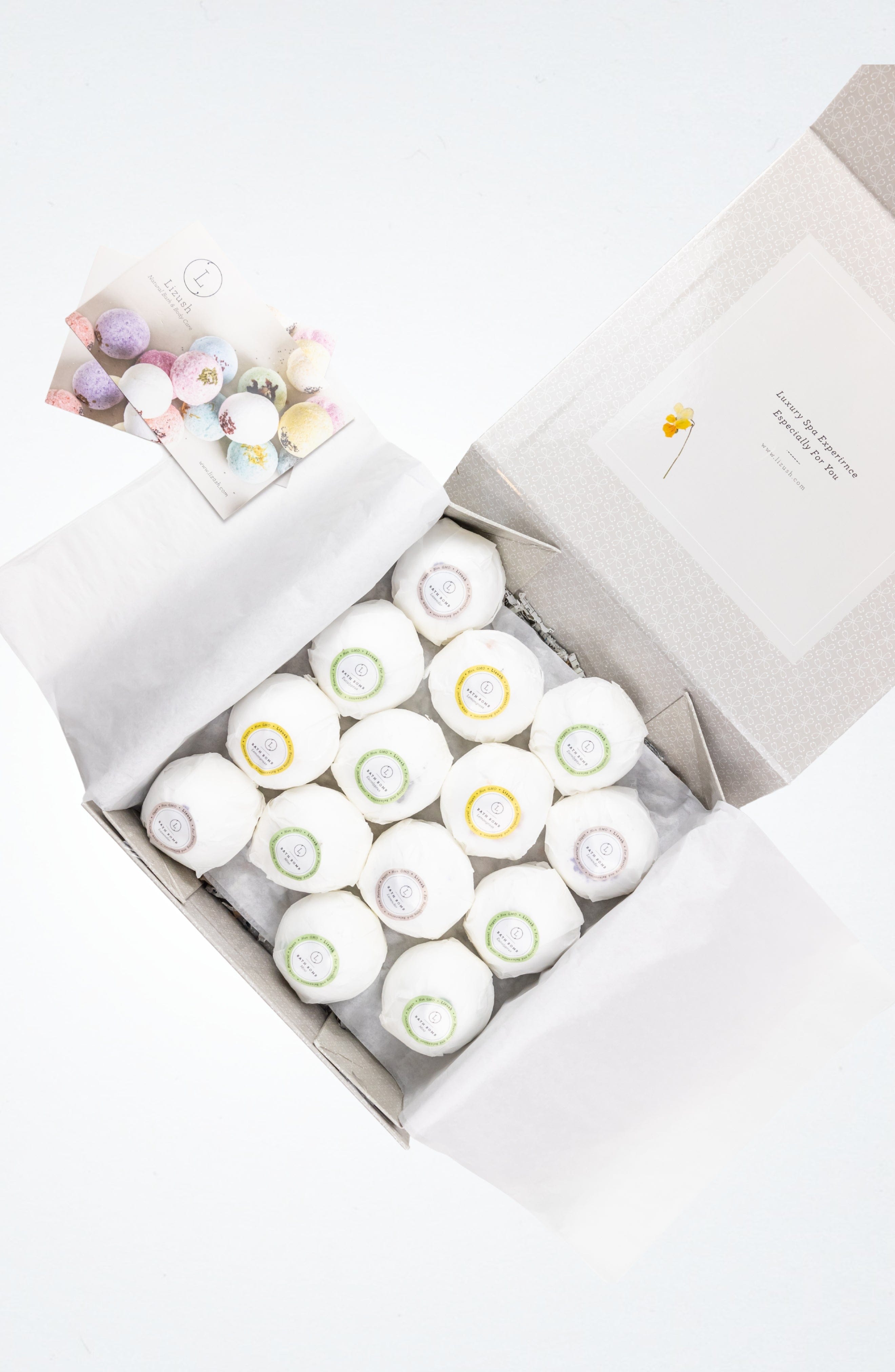 Lizush BATH BOMBS Bath Bombs Gift Box, Set of 14 Big 100% Natural Relaxing Bath Bombs