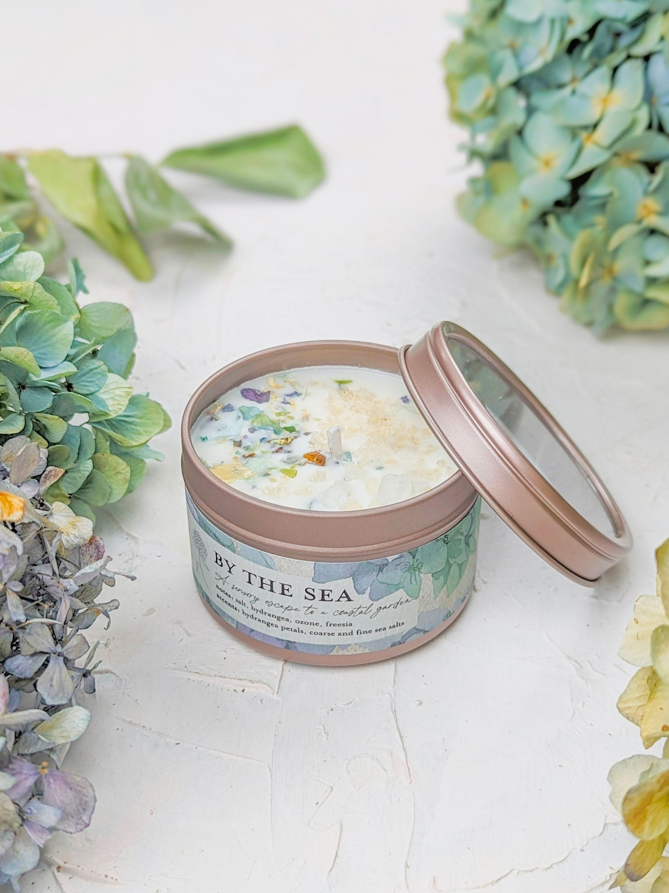 BY THE SEA Hydrangea Sea Salt Candle - My American Goods