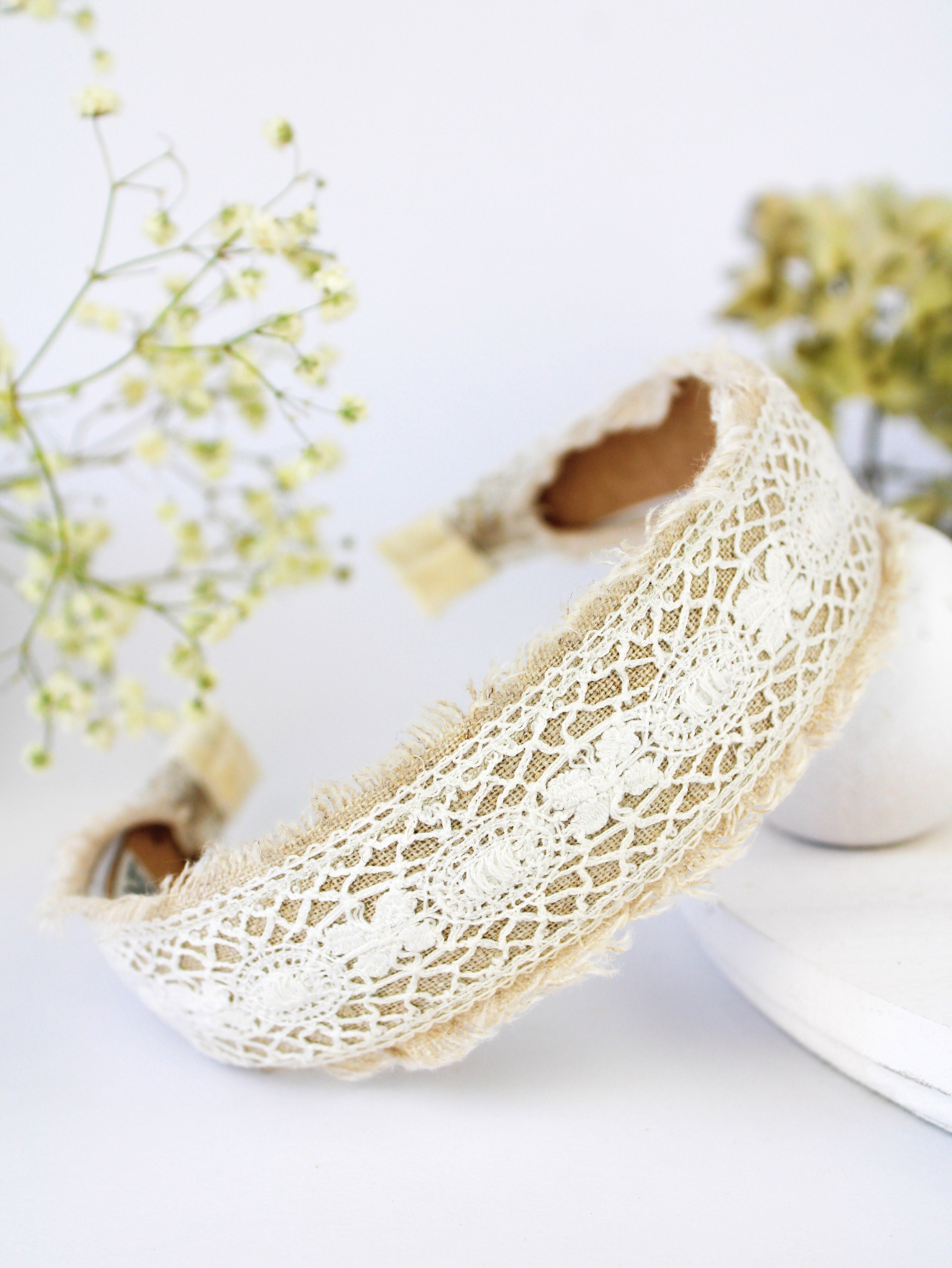 Amelia Lace and Linen Headband - My American Goods
