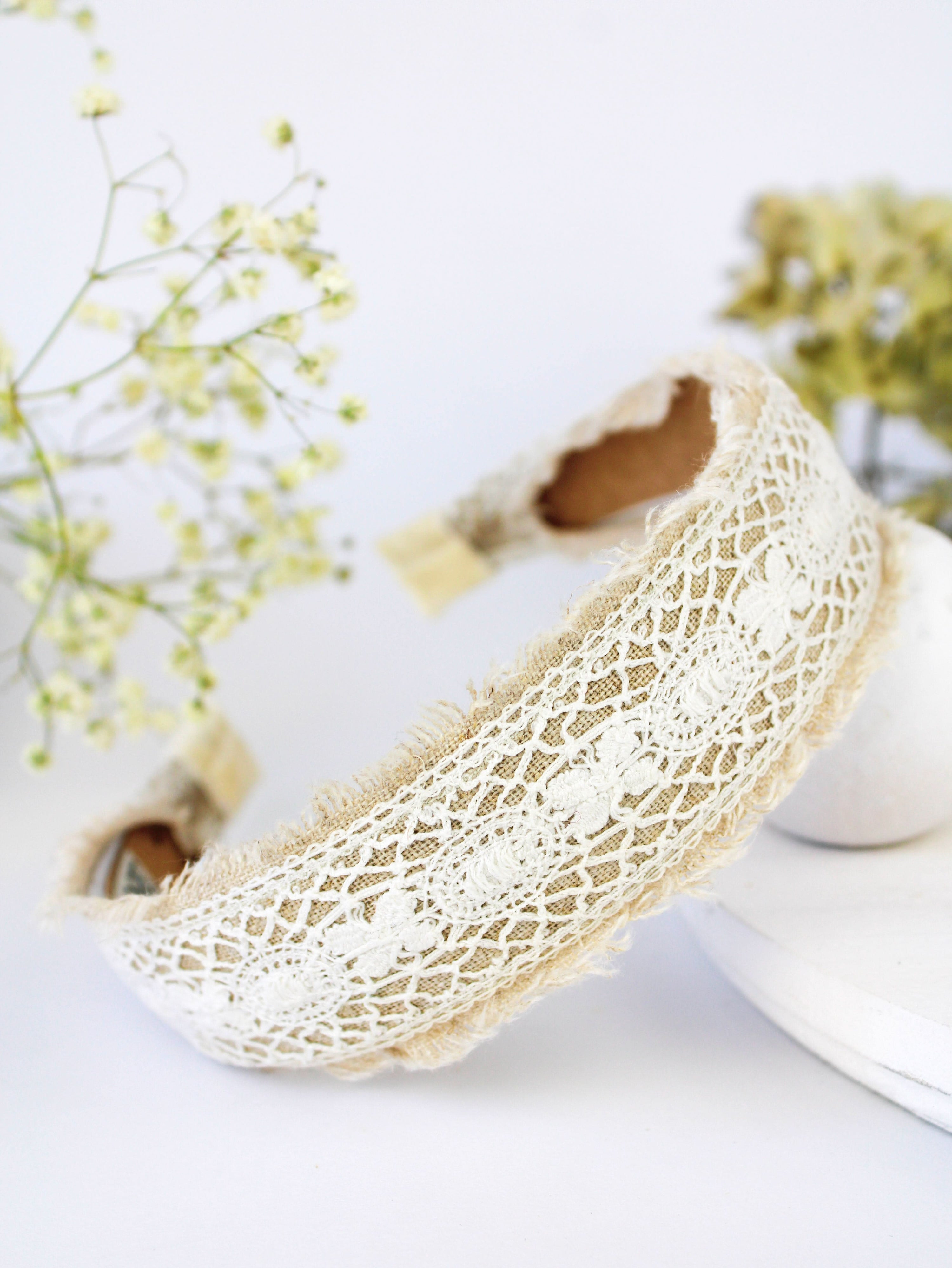 Ash & Rose Amelia Lace and Linen Headband