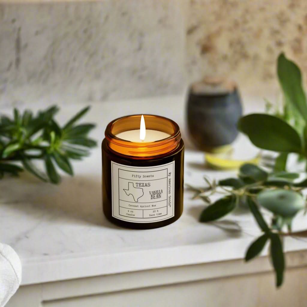 Texas - Vanilla Bean Scented Candle - Coconut Apricot Wax - My American Goods