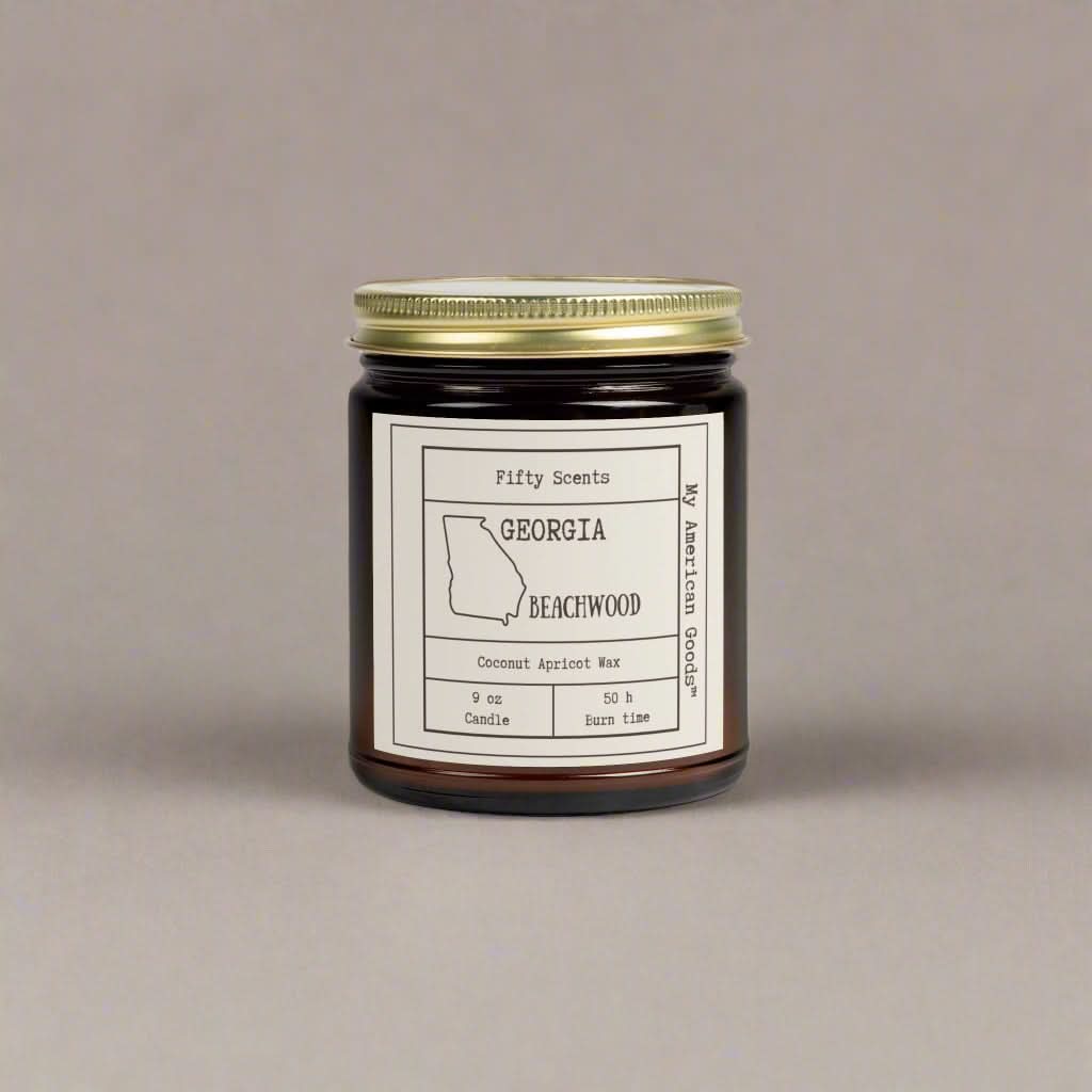 Georgia - Cozy Scented Candles - Coconut Apricot Wax - Beachwood Fragrance - My American Goods