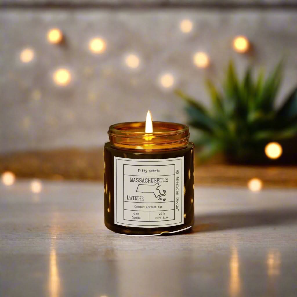 Massachusetts - Lavender Scented Candle - Coconut Apricot Wax - My American Goods