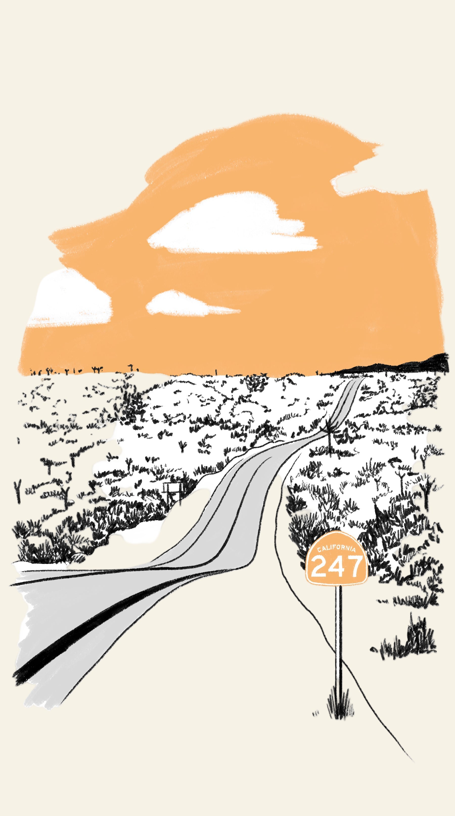 Road with a sign indicating &