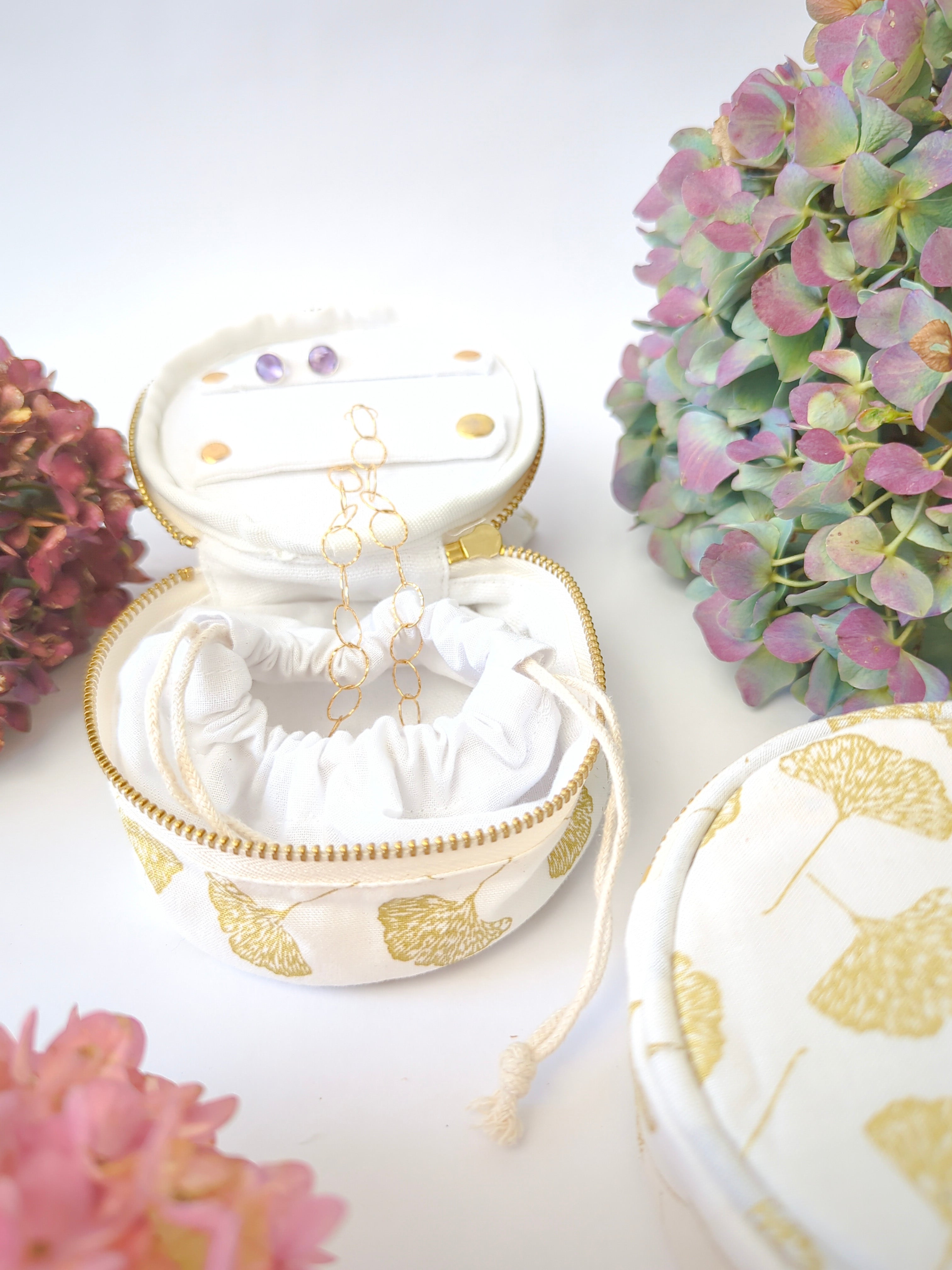 Gold Ginkgo Jewelry Pouch - My American Goods