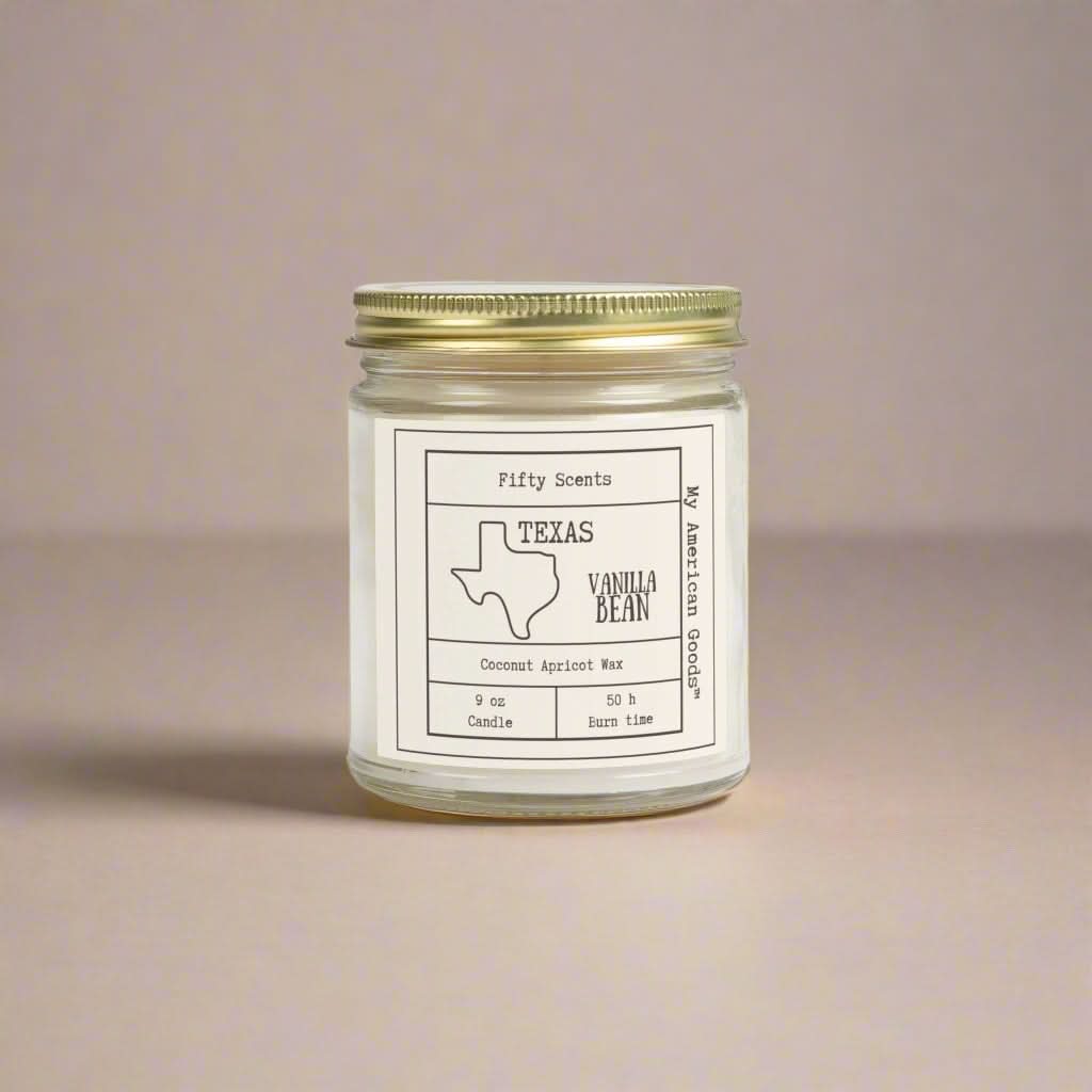 Texas - Vanilla Bean Scented Candle - Coconut Apricot Wax - My American Goods