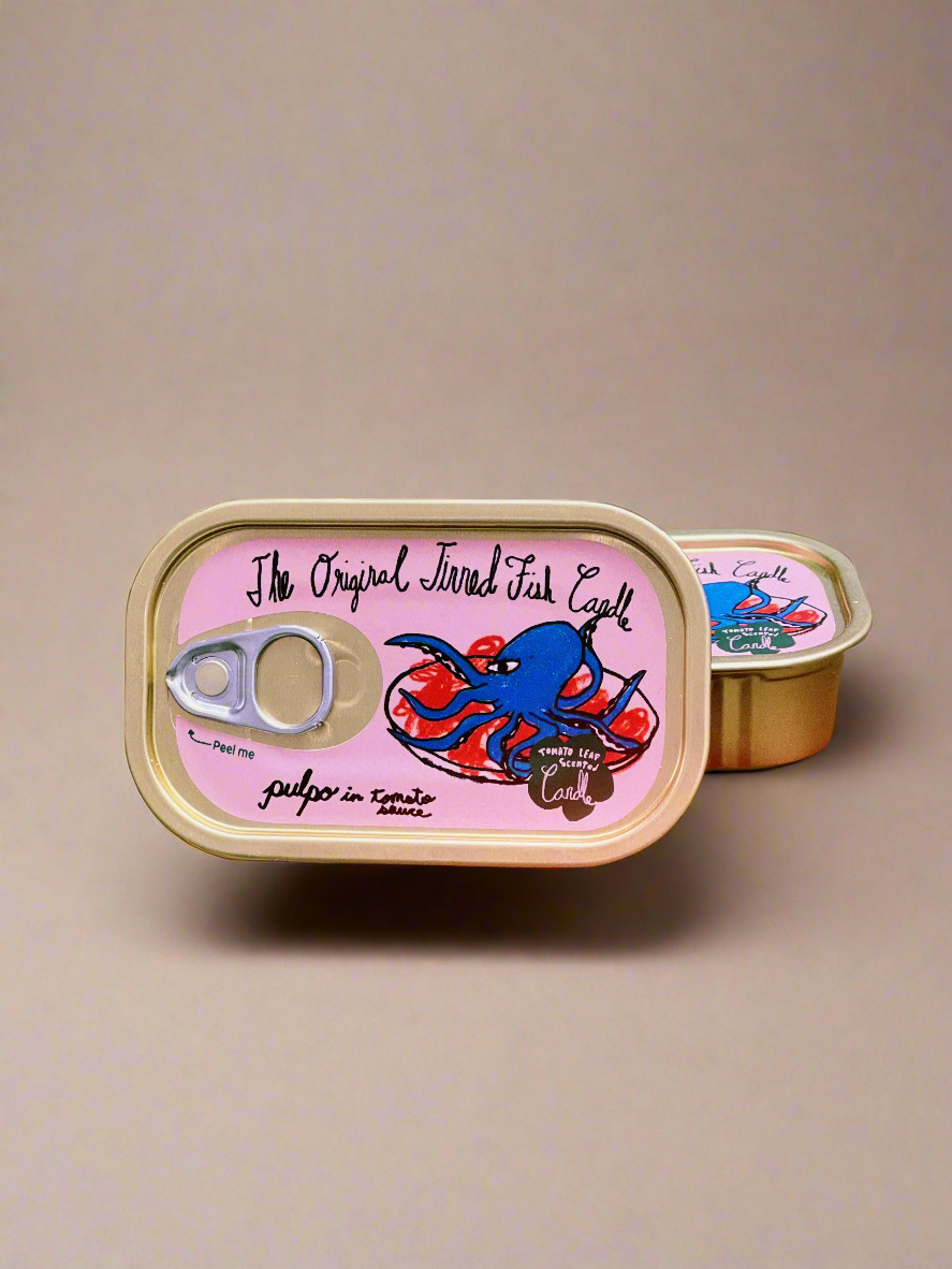 Tinned Fish Candle - Pulpo in Tomato Sauce (Tomato Leaf Scented) - My American Goods