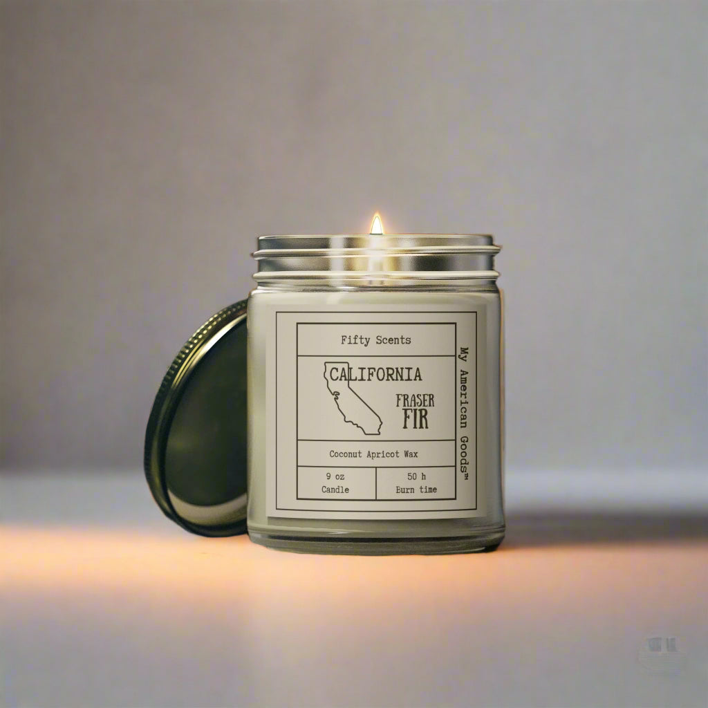 California Frasier Fir Scented Candle - Coconut Apricot Wax - My American Goods