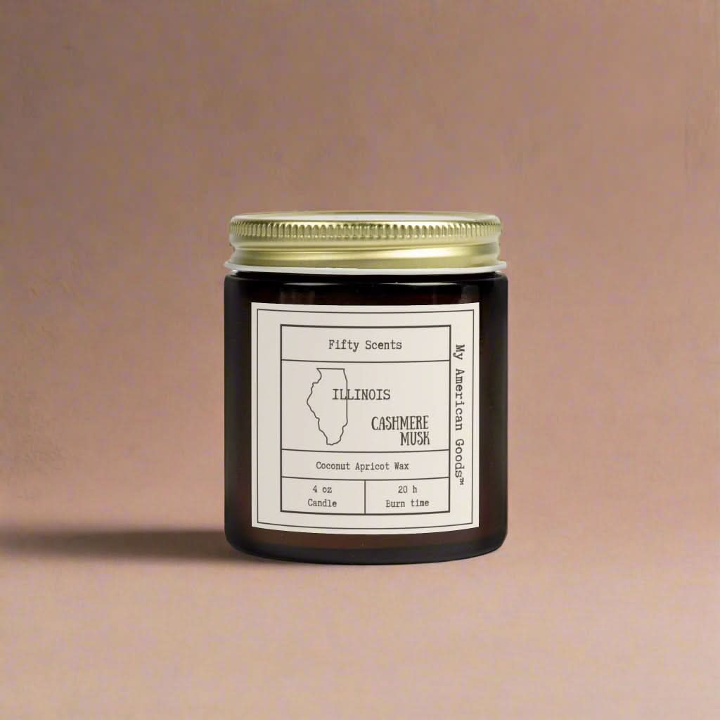 Illinois - Coconut Apricot Scented Candle | Cashmere Musk Aroma | Home Fragrance - My American Goods