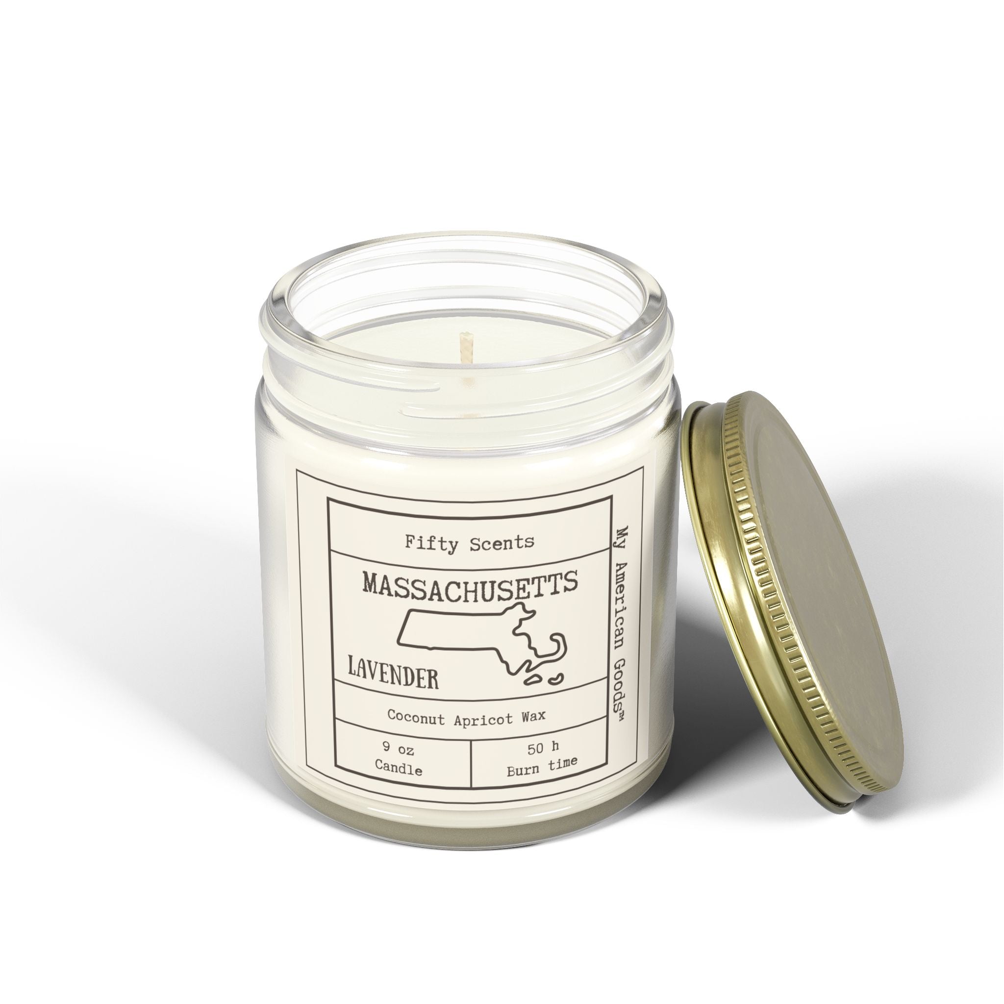 Massachusetts - Lavender Scented Candle - Coconut Apricot Wax - My American Goods