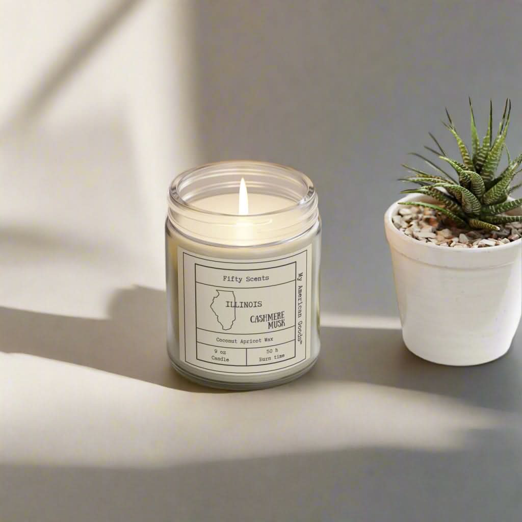 Illinois - Coconut Apricot Scented Candle | Cashmere Musk Aroma | Home Fragrance - My American Goods