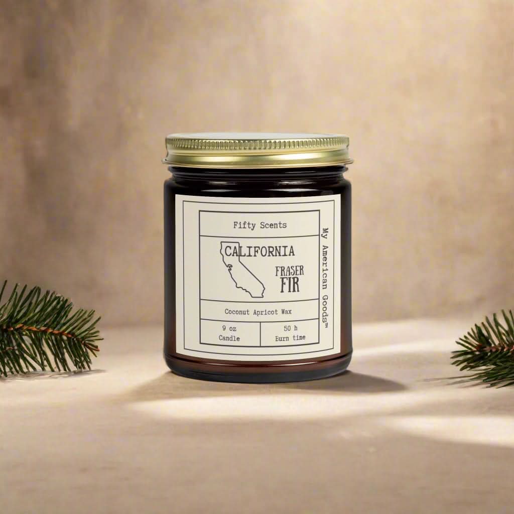 California Frasier Fir Scented Candle - Coconut Apricot Wax - My American Goods