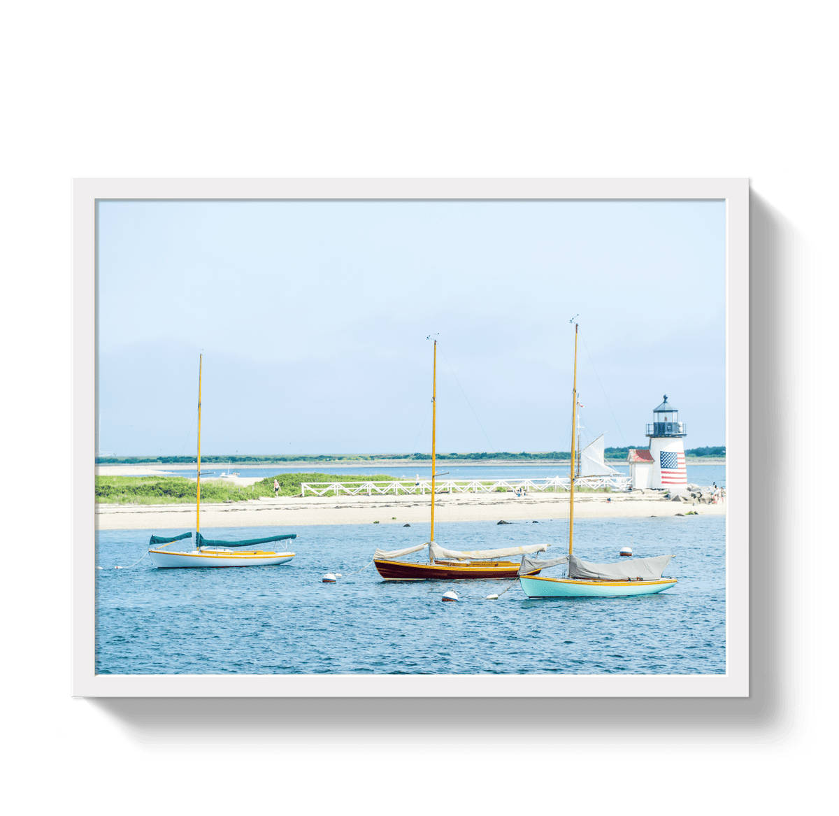 Johnny Vacay White / 11x14 / Full Bleed Moored in Nantucket