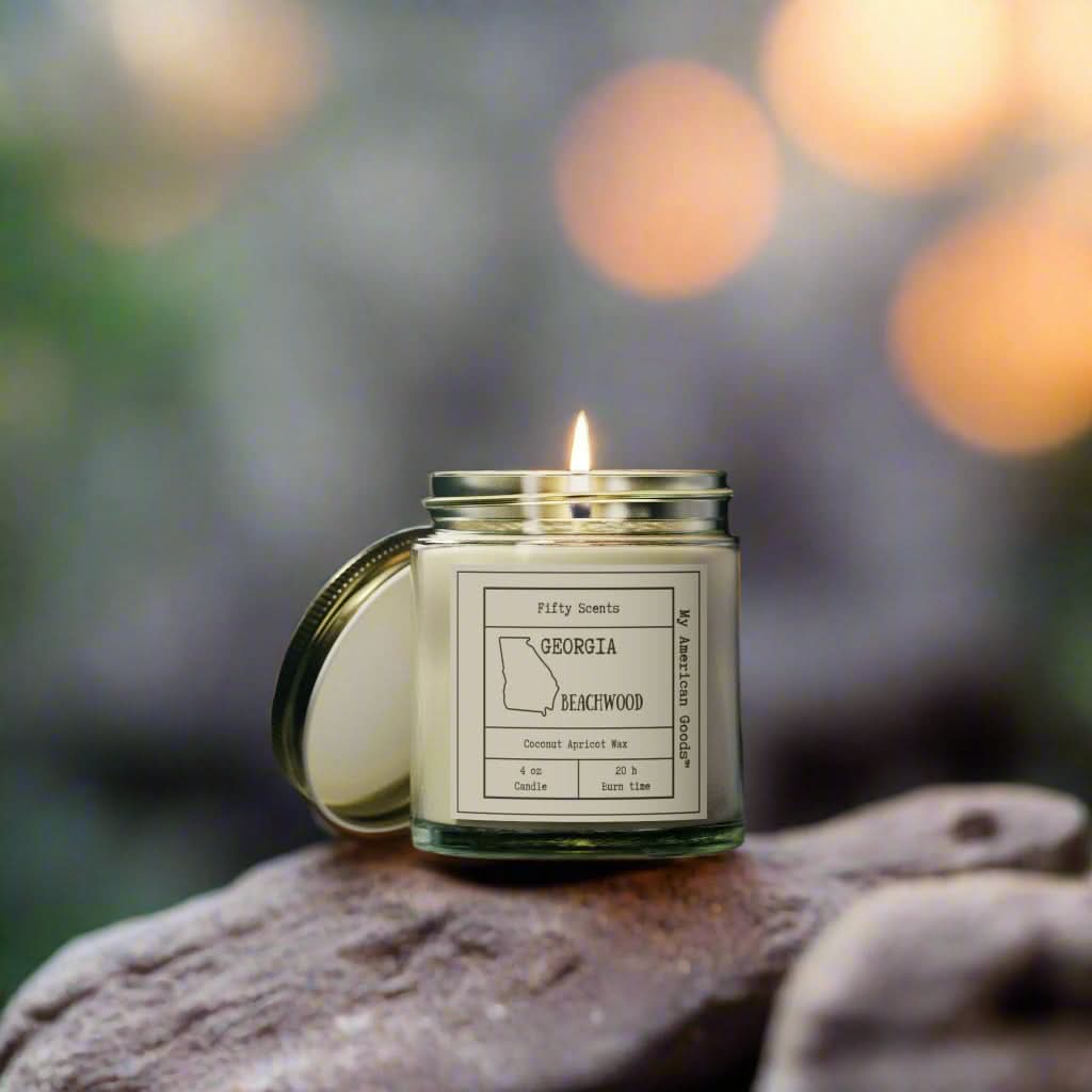Georgia - Cozy Scented Candles - Coconut Apricot Wax - Beachwood Fragrance - My American Goods