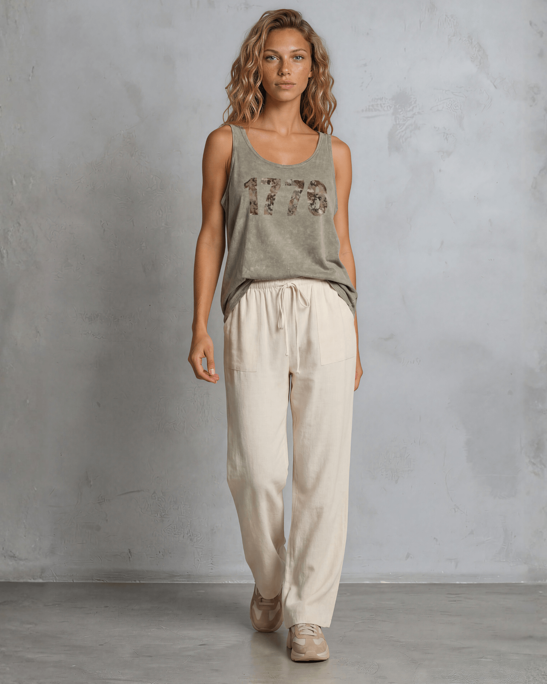 Crazy Cozy Cool Sleeveless Tops and Tanks 1776 Camo Graphic Mineral Washed Cotton Tank Top Made in USA