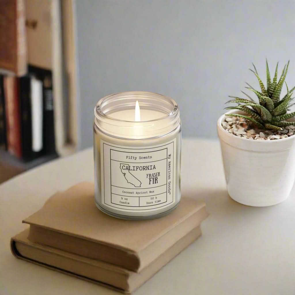 California Frasier Fir Scented Candle - Coconut Apricot Wax - My American Goods