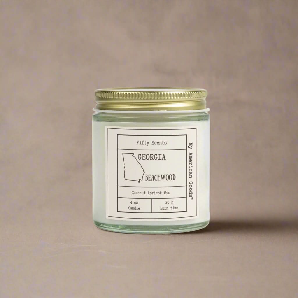 Georgia - Cozy Scented Candles - Coconut Apricot Wax - Beachwood Fragrance - My American Goods
