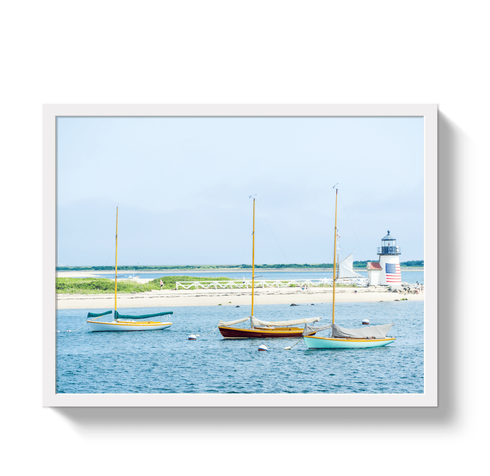 Johnny Vacay White / 11x14 / Full Bleed Moored in Nantucket