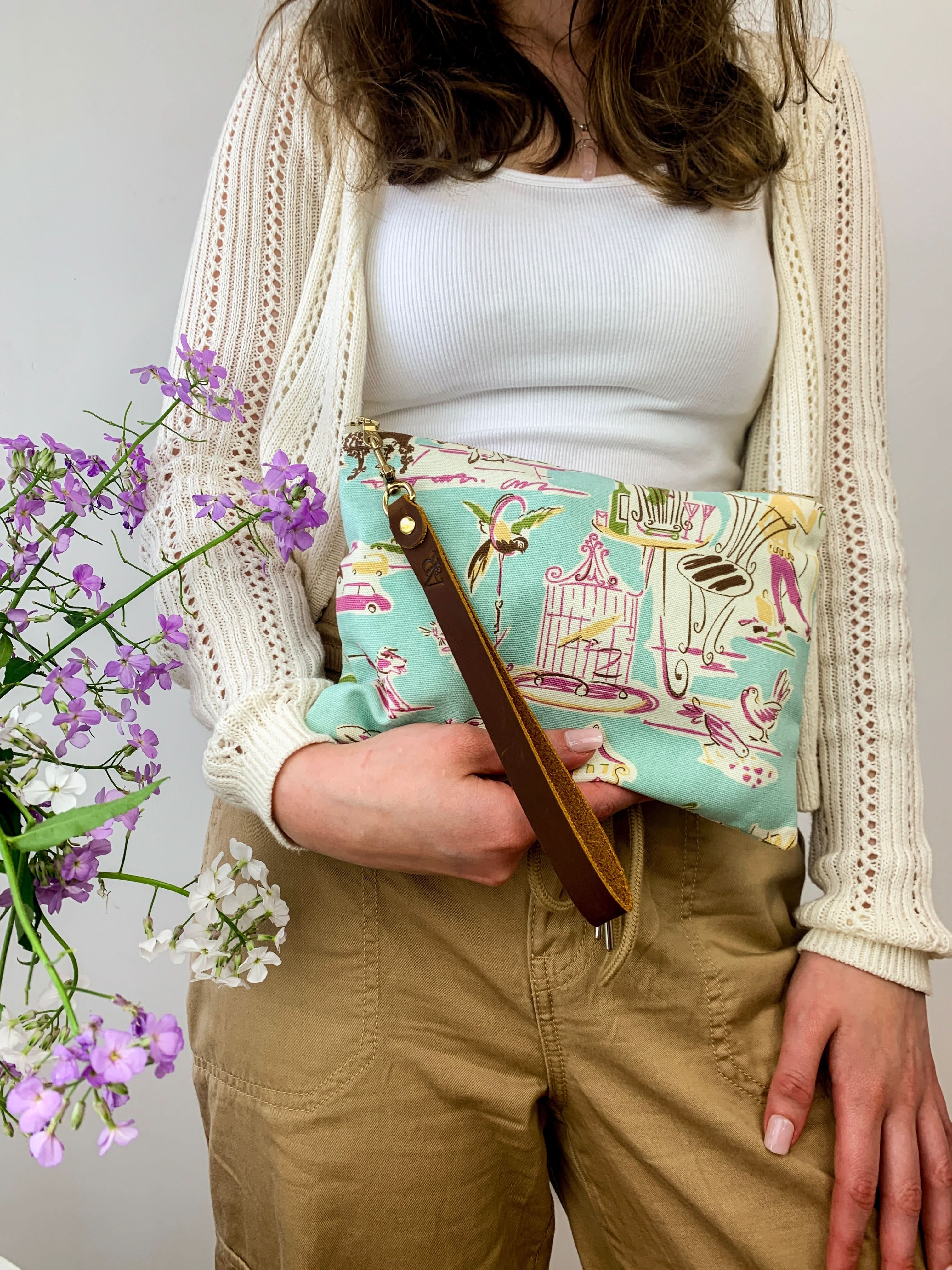 Summertime in Paris Wristlet Aqua - My American Goods