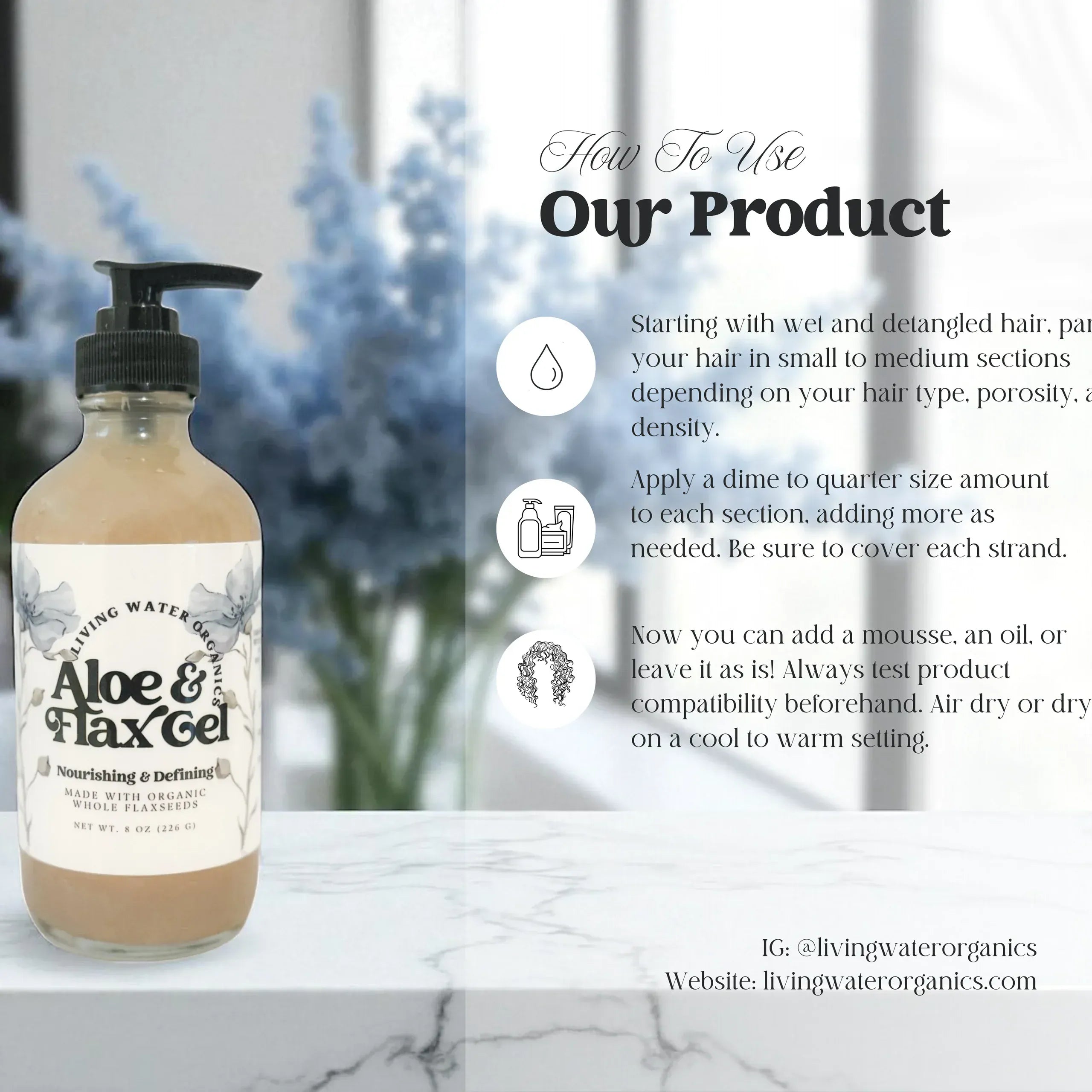 Living Water Organics Aloe Vera & Flaxseed Gel