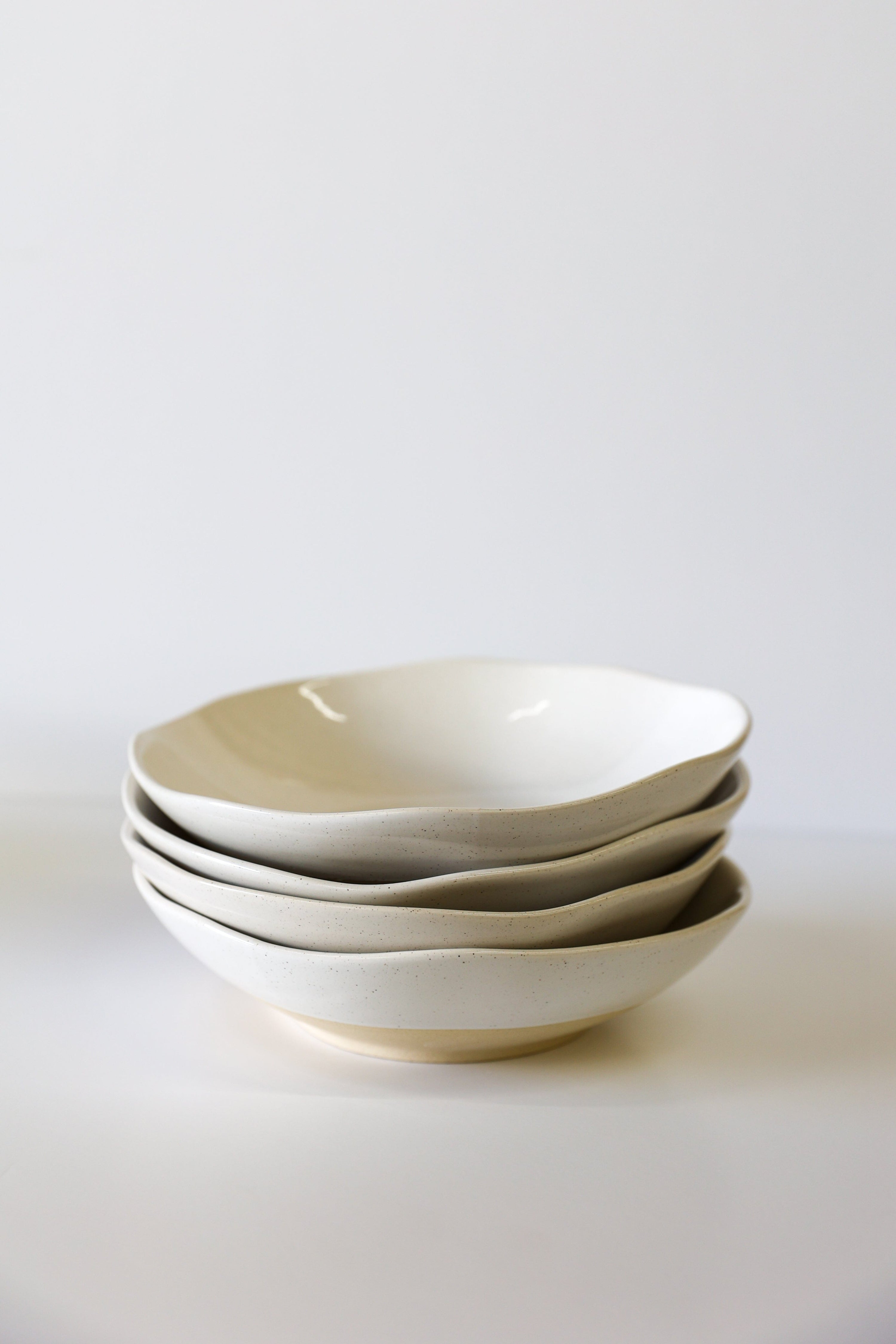 Glazed Garage Ceramics Bowl Low Tide Bowl - White Speckle (Set of 4)