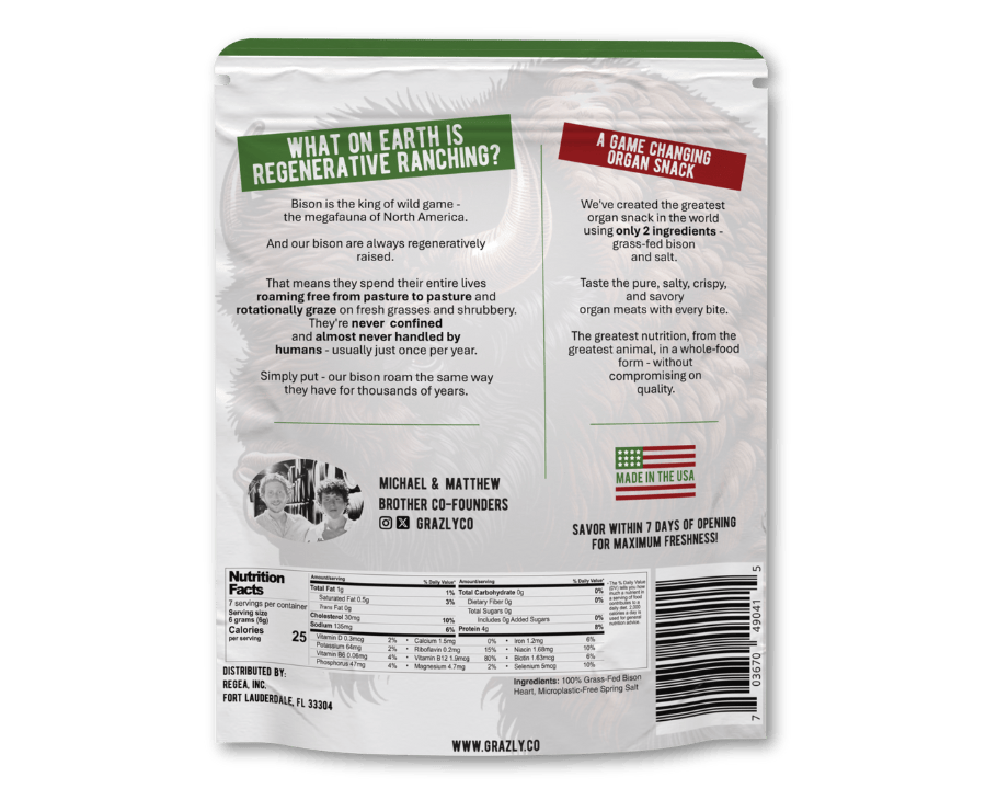 Bison Heart Crisps - 100% Grass-Fed/Finished - My American Goods