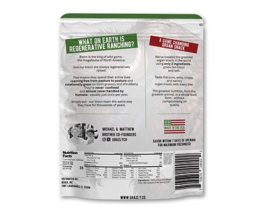 Bison Liver Crisps - 100% Grass-Fed/Finished - My American Goods