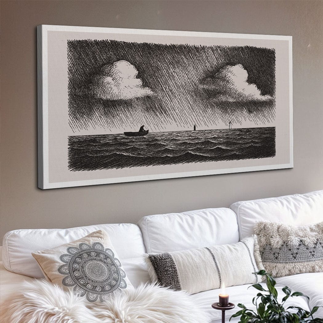 Tailored Canvases Canvas 20x10 inch Medium Premium Gallery Wrapped Jesus Walking On Water Faith Wall Art III