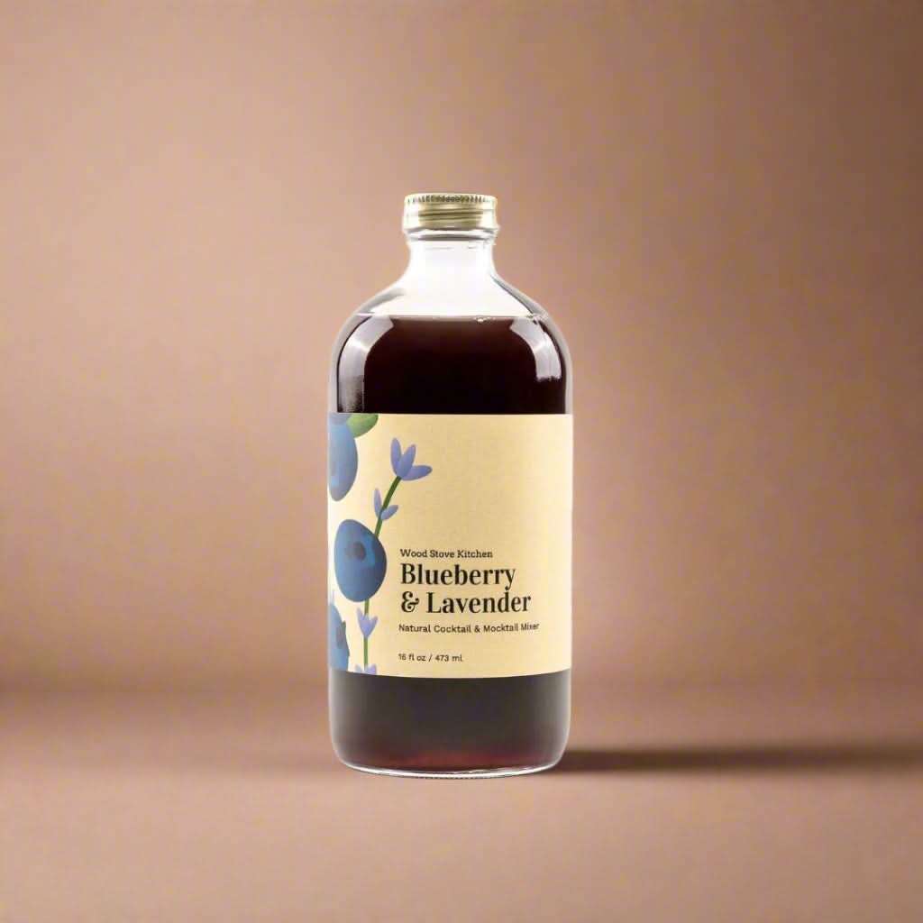 Wood Stove Kitchen Cocktail and Drink Mixers Blueberry & Lavender Syrup, 16 fl oz