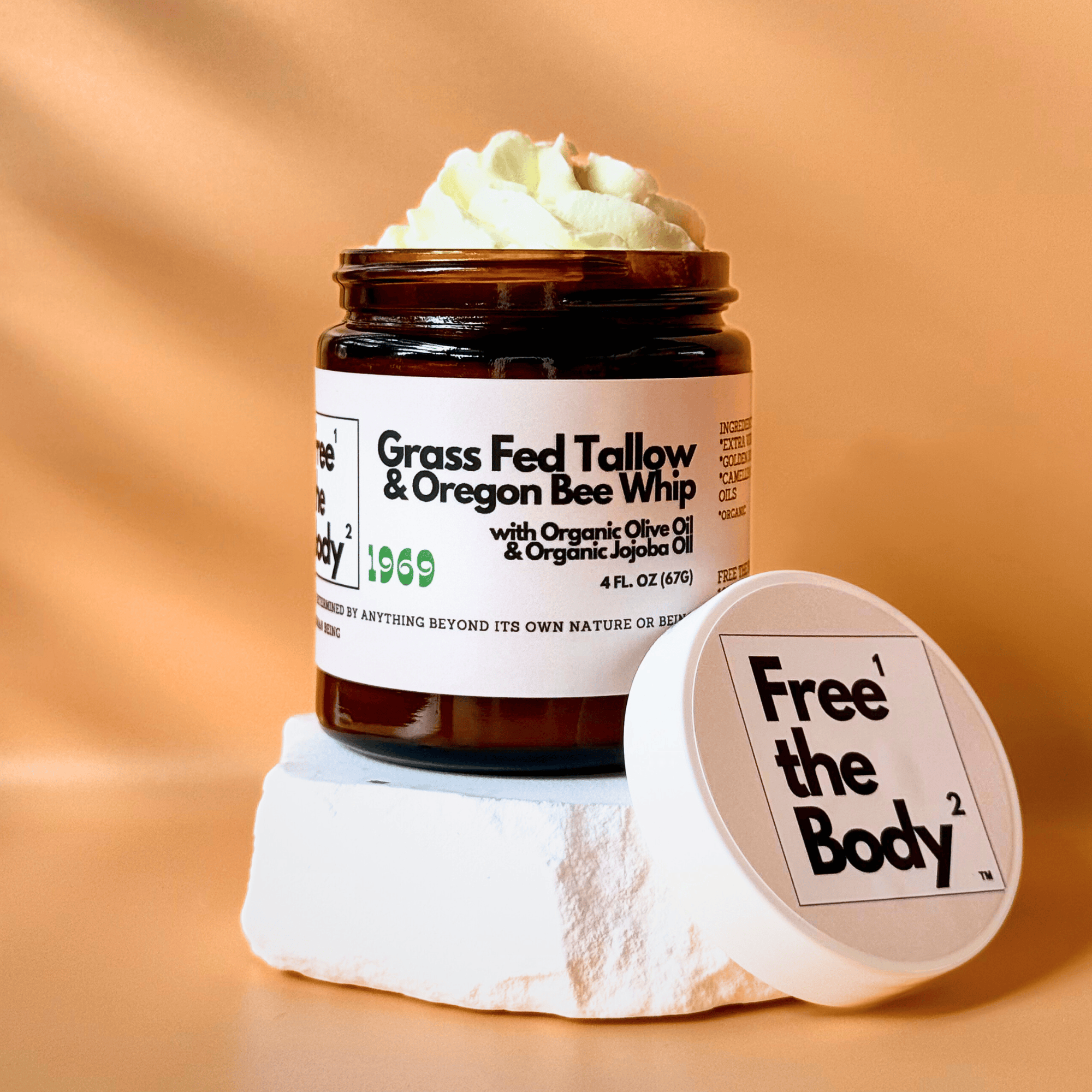 Free the Body Co. Moisturizers 1969 Grass Fed Tallow and Oregon Bee Whipped Balm - Bare - 4 oz