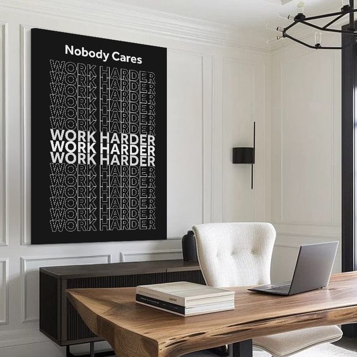 Tailored Canvases Canvas 18x12 inch Medium Premium Gallery Wrapped Work Harder Motivational Wall Sign